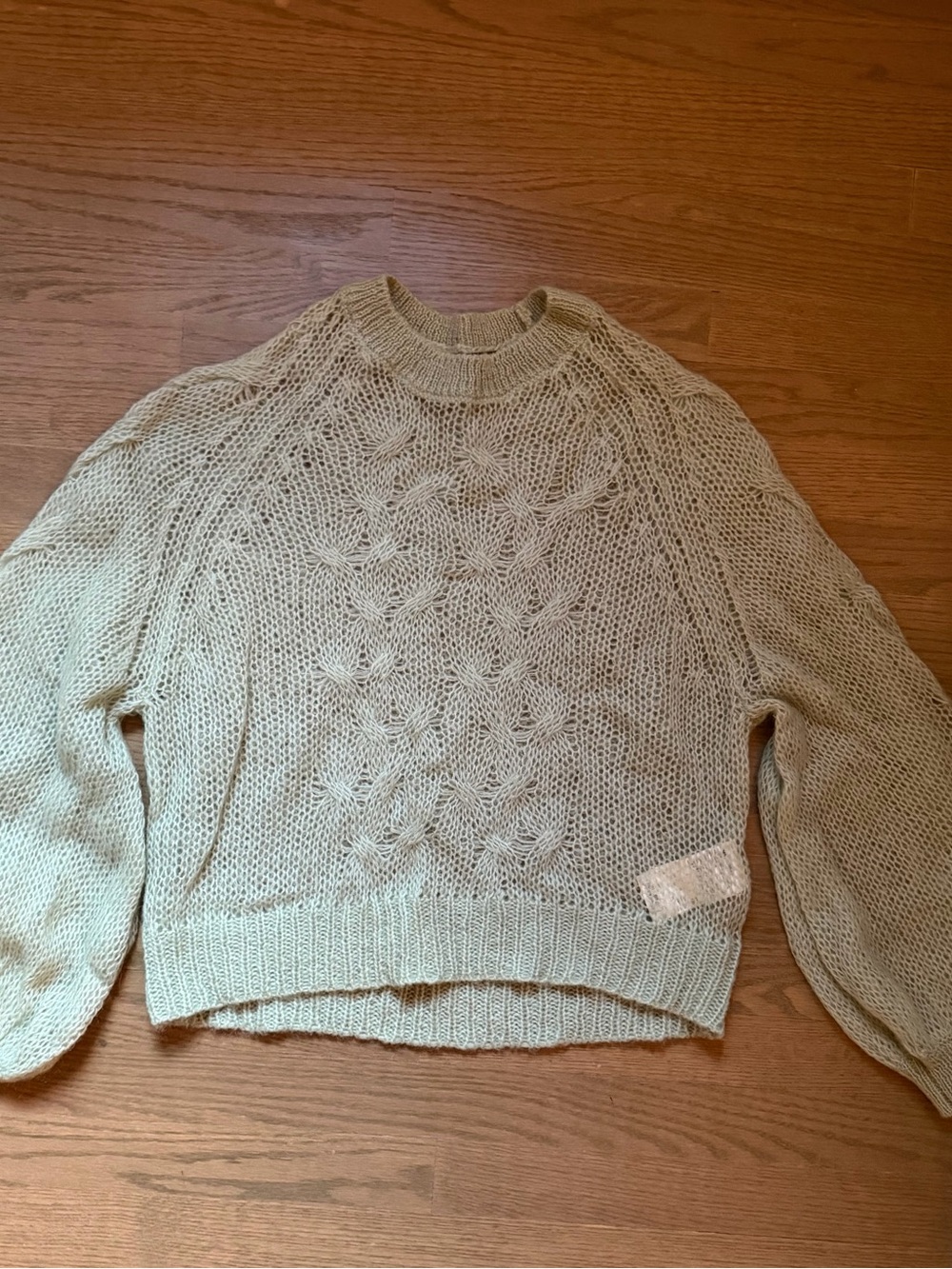 Cozy Cable Knit Crewneck Sweater in Light Sage